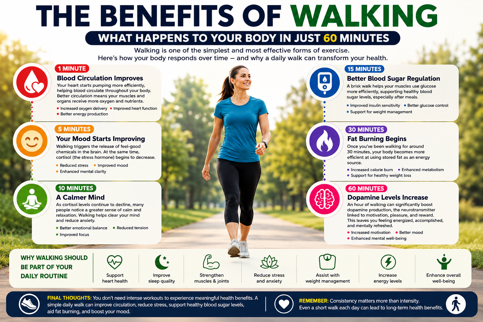 The Benefits of Walking: What Happens to Your Body in Just 60 Minutes